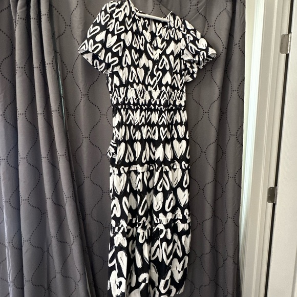 Anthropologie Black and White Heart Maxi Dress - Picture 3 of 4